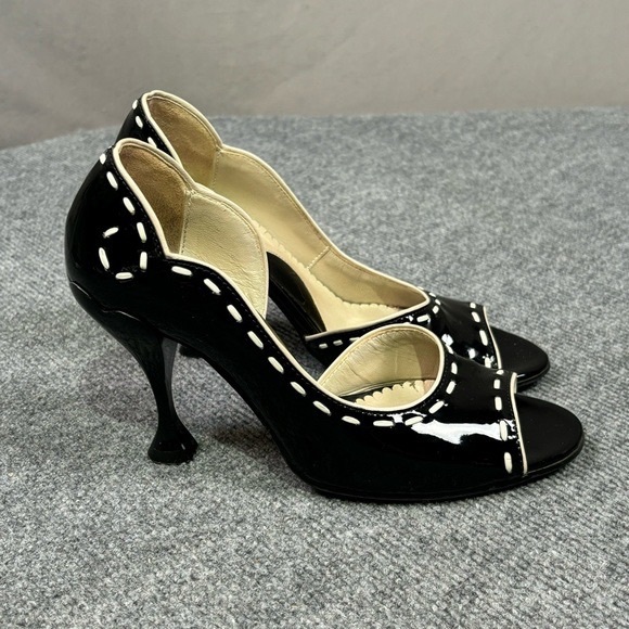 John Fluevog Heels Women’s 8.5 Listen Up Audrey Patent Leather Classic Black - Picture 7 of 9